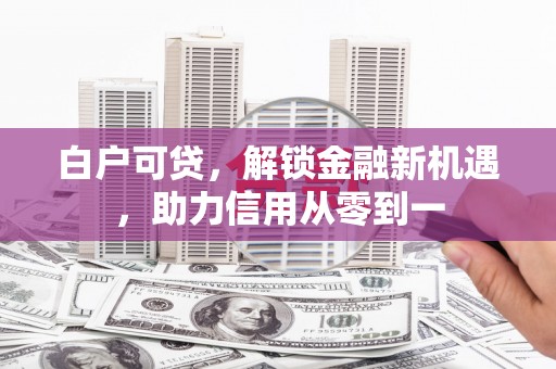雷州白户可贷，解锁金融新机遇，助力信用从零到一