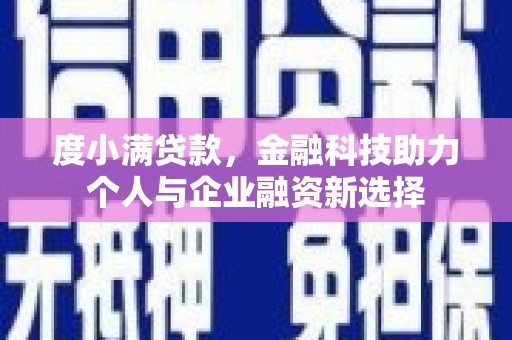 雷州度小满贷款，金融科技助力个人与企业融资新选择