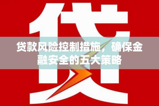 雷州贷款风险控制措施，确保金融安全的五大策略