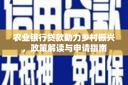 雷州农业银行贷款助力乡村振兴，政策解读与申请指南