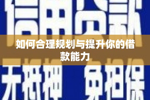 雷州如何合理规划与提升你的借款能力