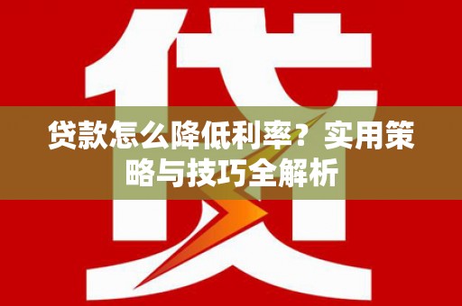 雷州贷款怎么降低利率？实用策略与技巧全解析